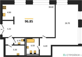 Планировка однокомнатной(квартира) площадью 96.85 квадратных метров в “Жилой дом Кло 17”