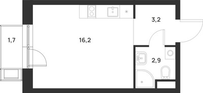 Планировка студии(квартира) площадью 22.8 квадратных метров в ЖК “ЖК Форевиль”