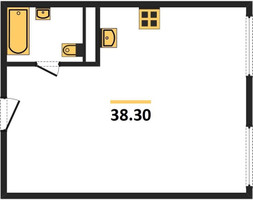 Планировка двухкомнатной(квартира) площадью 38.3 квадратных метров в “ЖК Каштановая роща”
