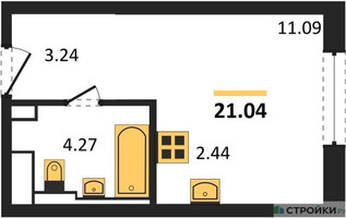 Планировка студии(квартира) площадью 21.04 квадратных метров в “ЖК Молжаниново”