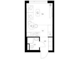 Планировка студии(квартира) площадью 19.9 квадратных метров в “Бунинская набережная”