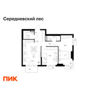 Планировка двухкомнатной(квартира) площадью 59.8 квадратных метров в “ЖК Середневский лес”
