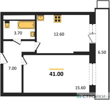 Планировка однокомнатной(квартира) площадью 41 квадратных метров в “ЖК Пироговская Ривьера”
