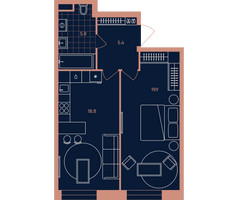 Планировка двухкомнатной(квартира) площадью 49.9 квадратных метров в “ЖК Era (Эра)”