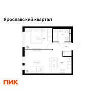 Планировка однокомнатной(квартира) площадью 36.5 квадратных метров в “Ярославский квартал”
