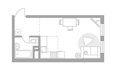 Планировка студии(квартира) площадью 32.64 квадратных метров в ЖК “ЖК Гранель Коломенское”