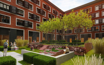 Зеленая зона внутри двора