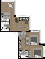 Планировка двухкомнатной(квартира) площадью 63.8 квадратных метров в “ЖК Квартал Серебряный бор”