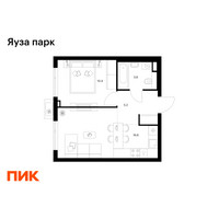 Планировка однокомнатной(квартира) площадью 35.8 квадратных метров в “ЖК Яуза Парк (Мытищи)”