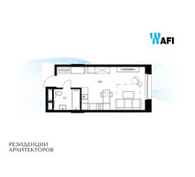 Планировка студии(апартаменты) площадью 30.3 квадратных метров в “ЖК Резиденции Архитекторов”