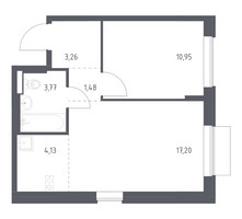 Планировка однокомнатной(квартира) площадью 39.9 квадратных метров в “ЖК Новое Внуково”