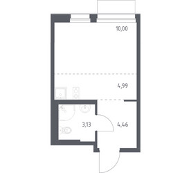 Планировка студии(квартира) площадью 22.58 квадратных метров в ЖК “ЖК Новое Внуково”