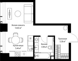 Планировка студии(квартира) площадью 30.63 квадратных метров в “ЖК Веер”