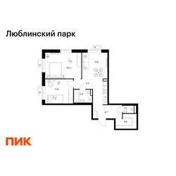 Планировка двухкомнатной(квартира) площадью 65.7 квадратных метров в ЖК “ЖК Люблинский парк”