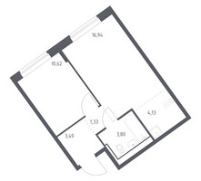 Планировка однокомнатной(квартира) площадью 40.31 квадратных метров в “ЖК Молжаниново”