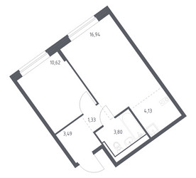 Планировка однокомнатной(квартира) площадью 40.31 квадратных метров в ЖК “ЖК Молжаниново”