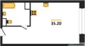 Планировка студии(квартира) площадью 35.2 квадратных метров в “ЖК Стремянный 2 (Амарант)”
