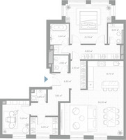 Планировка однокомнатной(квартира) площадью 123.4 квадратных метров в “ЖК Николь”