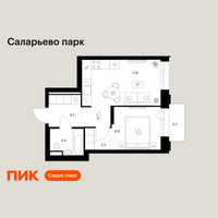 Планировка однокомнатной(квартира) площадью 37.1 квадратных метров в “ЖК Саларьево парк”