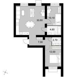 Планировка трехкомнатной(квартира) площадью 67 квадратных метров в ЖК “Апрелевка Клаб”
