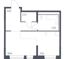 Планировка студии(квартира) площадью 37.82 квадратных метров в “ЖК Молжаниново”