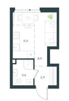 Планировка студии(квартира) площадью 20.4 квадратных метров в “ЖК Level Лесной”