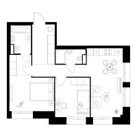 Планировка двухкомнатной(квартира) площадью 58.3 квадратных метров в “ЖК Онежский вал”
