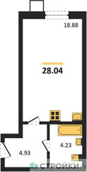 Планировка студии(квартира) площадью 28.04 квадратных метров в ЖК “ЖК Бархат”