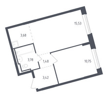 Планировка однокомнатной(квартира) площадью 38.5 квадратных метров в “ЖК Рублевский Квартал”