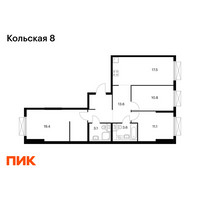 Планировка трехкомнатной(квартира) площадью 79.1 квадратных метров в “ЖК Кольская 8”