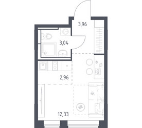 Планировка студии(квартира) площадью 22.29 квадратных метров в ЖК “ЖК Богдановский Лес”