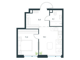 Планировка однокомнатной(квартира) площадью 38 квадратных метров в “ЖК Level Мичуринский”