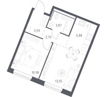 Планировка однокомнатной(квартира) площадью 41.44 квадратных метров в “ЖК Квартал Западный”