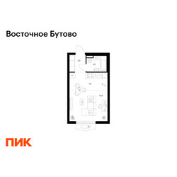 Планировка студии(квартира) площадью 28.1 квадратных метров в ЖК “ЖК Восточное Бутово”