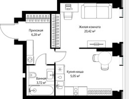 Планировка однокомнатной(квартира) площадью 35.47 квадратных метров в “Мультиквартал СИТИДЗЕН”
