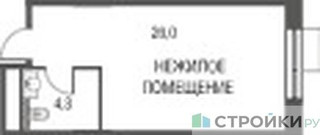 Планировка студии(квартира) площадью 30.3 квадратных метров в “ЖК Резиденции Архитекторов”