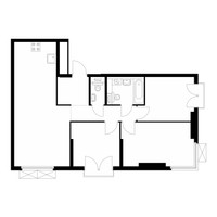 Планировка трехкомнатной(квартира) площадью 72.2 квадратных метров в “ЖК Руставели 14”