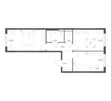 Планировка двухкомнатной(квартира) площадью 60.02 квадратных метров в “ЖК Горки Парк”