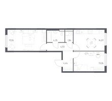 Планировка двухкомнатной(квартира) площадью 60.04 квадратных метров в “ЖК Горки Парк”