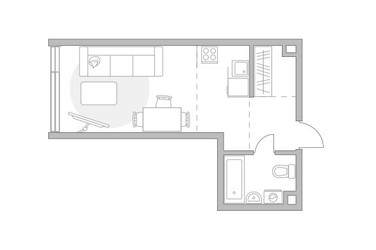 Планировка студии(квартира) площадью 29.78 квадратных метров в ЖК “ЖК Мневники от Гранель”