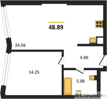 Планировка однокомнатной(квартира) площадью 48.89 квадратных метров в “UNO Горбунова”