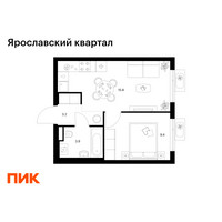Планировка однокомнатной(квартира) площадью 32.3 квадратных метров в “Ярославский квартал”