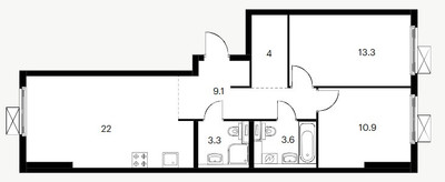 Планировка двухкомнатной(квартира) площадью 65.7 квадратных метров в ЖК “ЖК Сигнальный 16”