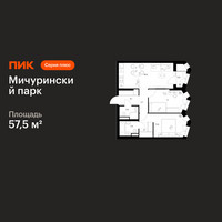 Планировка двухкомнатной(квартира) площадью 57.5 квадратных метров в “ЖК Мичуринский Парк”