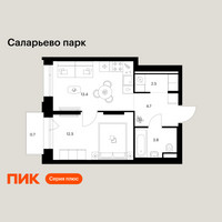 Планировка однокомнатной(квартира) площадью 37.6 квадратных метров в “ЖК Саларьево парк”