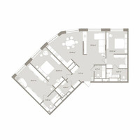 Планировка трехкомнатной(апартаменты) площадью 134.54 квадратных метров в “ЖК D'ORO MILLE (Доро Милле)”