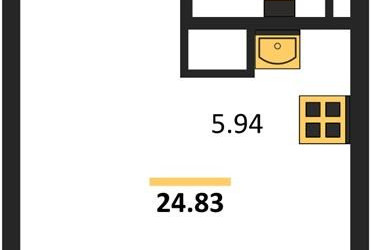 Планировка студии(квартира) площадью 24.83 квадратных метров в ЖК “ЖК Светлый мир Станция Л”