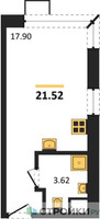 Планировка студии(квартира) площадью 21.52 квадратных метров в “ЖК Citimix (СитиМикс)”