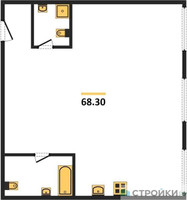Планировка двухкомнатной(квартира) площадью 68.3 квадратных метров в “ЖК Nametkin Tower (Наметкин Тауэр)”