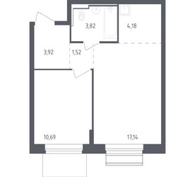 Планировка однокомнатной(квартира) площадью 41.27 квадратных метров в ЖК “ЖК Рублевский Квартал”